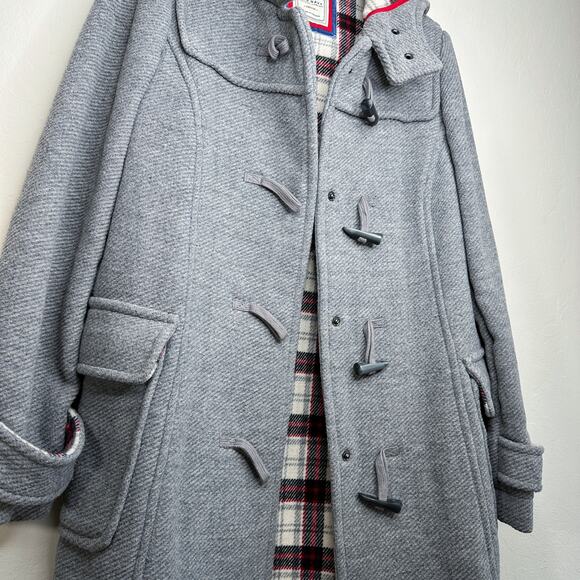 Old Navy Wool Blend Toggle Button Grey Long Hooded Winter Jacket Coat Medium - Picture 4 of 13